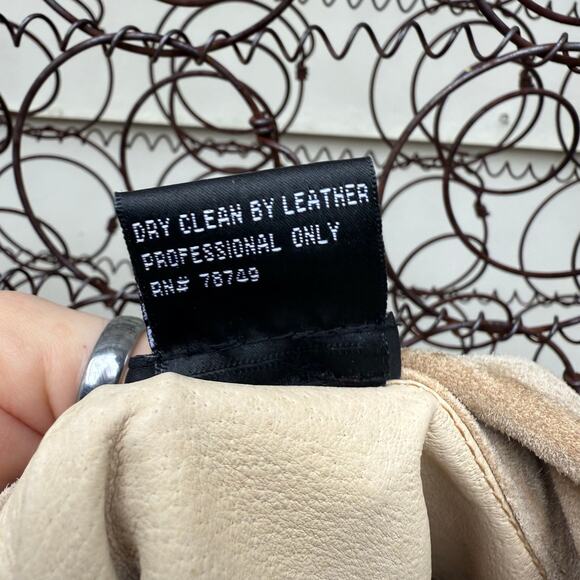 Y2K Wet Seal Suede Real Leather Patchwork Pearl Amber Snap Long Sleeve Shirt XS - Picture 6 of 10